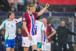 Haaland, autore di un gol nel 3-0 della Norvegia contro l'Italia